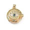 Brass Micro Pave Cubic Zirconia with Glass Pendents, Long-Lasting Plated, Eye, Pale Goldenrod, 23x22x10.5mm, Hole: 6x3mm