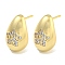 Rack Plating Brass Micro Pave Clear Cubic Zirconia Stud Earring, Cadmium Free & Lead Free, Long-Lasting Plated, Teardrop, Real 18K Gold Plated, Star, 19x12mm