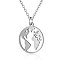 Non-Tarnish 201 Stainless Steel Pendant Necklaces, with Cable Chains, Earth, Stainless Steel Color, 15.7 inch(40cm), 1.5mm, Pendant: 19x17x1mm