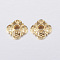 Brass Bead Caps, Long-Lasting Plated, 4-Petal, Golden, 9x9x2.5mm, Hole: 2mm