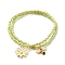 2Pcs Glass Seed Beaded Stretch Bracelets Set, Alloy Enamel Bees & Flower Charm Bracelet for Women, Green Yellow, Inner Diameter: 2-1/8~2-1/4 inch(5.5~5.6cm), 1Pc/style
