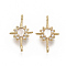 Brass Micro Pave Cubic Zirconia Links connectors, with Glass, Nickel Free, Star, Real 18K Gold Plated, Clear, 16.5x9.5x3mm, Hole: 1mm