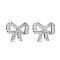 Bowknot Rack Plating Brass Cubic Zirconia Stud Earrings for Women, Long-Lasting Plated, Lead Free & Cadmium Free, Platinum, 18.5x21.5x4mm, Pin: 0.7mm