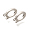 Rack Plating Brass Fold Over Clasps, Long-Lasting Plated, Lead Free & Cadmium Free, Platinum, 13x8x2.5mm, Hole: 1.1mm