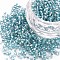 Glass Bugle Beads, Silver Lined Colours Rainbow, Sky Blue, 2.5~3x2mm, Hole: 0.9mm, about 1666pcs/50g
