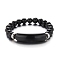 Natural Dyed & Heated Black Agate Beaded Stretch Bracelets, with Stainless Steel Spacer Beads, 7-1/8 inch(18cm)