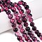 Dyed Natural White Jade Beads Strands, Two Tone, Round, Camellia, 8x8mm, Hole: 0.9mm, about 47~48pcs/strand, 15.16~15.72''(38.5~39.3cm)
