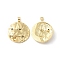 Rack Plating Brass Micro Pave Cubic Zirconia Pendants, Long-Lasting Plated, Cadmium Free & Lead Free, Flat Round with Tiger Head, Real 18K Gold Plated, 33.5x31x7mm, Hole: 5x3mm