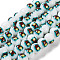 Printing Glass Beads for Necklaces Bracelets Making, Rondelle with Mouse, Dark Turquoise, 10.5x8mm, Hole: 1.4mm, about 36pcs/strand, 11.73''(29.8cm)
