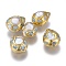 Natural Cultured Freshwater Pearl Beads, with Natural Larimar, Brass Edge Golden Plated, Teardrop, Golden, 27~35x21~28x13~17mm, Hole: 1~1.5mm