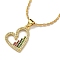 Brass Micro Pave Colorful Cubic Zirconia Peach Heart Pendant Necklaces for Women, Real 18K Gold Plated, 17.13 inch(43.5cm)