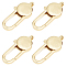 8Pcs Brass Lobster Claw Clasps, Oval, Real 18K Gold Plated, 25x10x4mm, Hole: 3x2mm