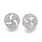 Brass Micro Pave Clear Cubic Zirconia Shank Buttons, Flat Round, Platinum, 10.5x5.5mm, Hole: 1.4mm
