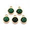 Natural Green Aventurine Half Round Charms, 201 Stainless Steel Findings, Real 18K Gold Plated, Ion Plating(IP), 13.5x10x5.5~6mm, Hole: 1.5~1.6mm