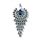 Alloy Rhinestone Brooch for Women, Peacock, Sapphire, 108x49x11.5mm