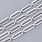 Brass Paperclip Chains, Drawn Elongated Cable Chains, Soldered, Cadmium Free & Nickel Free & Lead Free, with Spool, Silver, Link: 14x4x0.4mm, Link: 3.5x2.7x0.3mm, about 32.8 Feet(10m)/roll