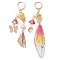 Natural Topaz Jade Leverback Earrings, with 304 Stainless Steel Earring Findings, Wing, Golden, 72~86.5mm