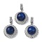 Dyed Natural Lapis Lazuli Pendants, Platinum Plated Brass Flat Round Charms, Rack Plating, Long-Lasting Plated, 35.5x22.5x15.5~16mm, Hole: 8x4mm