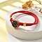 Constellation Nylon Cords Multi-strand Bracelets, Double Chain Jewelry for Women Men, with Golden Brass Findings & Enamel Charm, Red, Pisces, 8 inch(20.3cm)