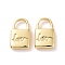 Rack Plating Brass Charms, Long-Lasting Plated, Cadmium Free & Lead Free, Lock, Real 18K Gold Plated, 12x7x2.5mm, Hole: 3.5x4mm