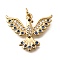 Brass Micro Pave Cubic Zirconia Pendants, Cadmium Free & Lead Free, Real 18K Gold Plated Charms, with Jump Ring, Phenix, 19x23x2.5mm, Hole: 3mm