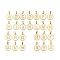 PVD Vacuum Plating 304 Stainless Steel with White Shell Pendants, Golden, Flat Round with Letter Charm, Letter A~Z, 18x16x1.5mm, Hole: 3x6mm