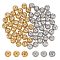 60Pcs 2 Colors 304 Stainless Steel Hollow Round Beads, Mixed Color, 10x9.5mm, Hole: 1mm, 30pcs/color