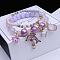 2Pcs 2 Styles Plastic & Glass Beaded Stretch Bracelets, Alloy Enamel Charms Bracelets for Women, Dolphin, Golden, Medium Orchid, Medium Orchid, Inner Diameter: 2-3/8 inch(6cm)