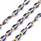 Ion Plating(IP) 304 Stainless Steel Enamel Twisted Oval Link Chains, with Spool, Soldered, Real 18K Gold Plated, Oval, Royal Blue, 9x4x1mm, about 16.40 Feet(5m)/Roll