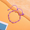 Cross Nylon Cord Braided Bead Bracelets, Rosary Cord Bracelets for Couple Friends, Medium Orchid, 6-1/4~11-3/4 inch(16~30cm)