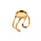 201 Stainless Steel Cuff Ring Findings, Round Bezel Cup Ring Settings, Laser Cut, Golden, Tray: 10mm, US Size 7 1/4(17.5)~US Size 8(18mm)