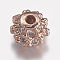 Brass Micro Pave Cubic Zirconia Beads, Round, Clear, Rose Gold, 4mm, Hole: 0.5mm