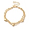 Flower Brass Multi-strand Bracelets, Real 18K Gold Plated, 6-3/4 inch(17.3cm)