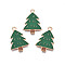 Christmas Style Alloy Enamel Pendants, Cadmium Free & Lead Free, Light Gold, Christmas Tree, Green, 23x16x1.5mm, Hole: 1.6mm