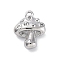 Brass Micro Pave Cubic Zirconia Pendants, Cadmium Free & Nickel Free & Lead Free, Mushrooms Charms, Real Platinum Plated, 13.5x10.5x5mm, Hole: 1.2mm