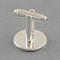 Brass Cuff Settings, Cufflink Findings for Apparel Accessories, Cadmium Free & Lead Free, Silver Color Plated, Tray: 16mm, 25.5x18mm