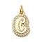 Brass Micro Pave Cubic Zirconia Pendants, Cadmium Free & Nickel Free & Lead Free, with Jump Rings, Real 18K Gold Plated, Letter C, 19x12.5x2mm, Hole: 3.8mm