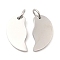 Non-Tarnish 304 Stainless Steel Pendants, with Jump Ring, Moon Charm, Stainless Steel Color, 15x8x1.4mm, Hole: 3.2mm