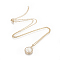 Brass Initial Pendant Necklaces, with Shell, Cubic Zirconia and 304 Stainless Steel Cable Chains, Flat Round with Letter, Letter.K, 17.5 inch(44.5cm), 1.5mm