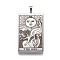 Stainless Steel Pendants, Rectangle with Tarot The Sun XIX, Stainless Steel Color, 41x24x2mm, Hole: 6x3.5mm