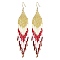 Bohemian Style TOHO Round Seed Tassel Dangle Earrings, 304 Stainless Steel Dangle Earrings for Women, Colorful, 103x20mm