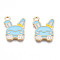 Alloy Enamel Pendants, Cadmium Free & Nickel Free & Lead Free, Light Gold, Rabbit, Sky Blue, 17x14x2mm, Hole: 1.8mm