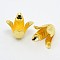 4-Petal Brass Flower Bead Caps, Golden, 17x22mm, Hole: 2.5mm