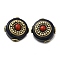 Handmade Tibetan Style Resin Beads, with Synthetic Turquoise and Brass Findings, Flat Round, Antique Golden, 20x21x13.5mm, Hole: 2mm