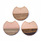 Resin & Walnut Wood Pendants, Gap Flat Round, Pink, 33x37x3mm, Hole: 1.8mm