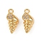 Ocean Theme Brass Micro Pave Cubic Zirconia Charms, Long-Lasting Plated, Nickel Free, Real 18K Gold Plated, Shell Shape, 13x5.5x4.5mm, Hole: 1.4mm