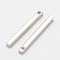Rack Plating Brass Pendants, Bar, Silver Color Plated, 20x2x2mm, Hole: 1mm