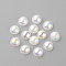Acrylic Cabochons, AB Color Plated, Half Round, White, 8x4mm