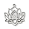 304 Stainless Steel Crystal Rhinestone Pendants, Lotus Charm, Stainless Steel Color, 24x21.5x1.5mm, Hole: 1.5mm