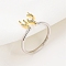 Antler Shape 925 Sterling Silver Micro Pave Cubic Zirconia Cuff Rings for Women, Platinum & Golden, Inner Diameter: 16.3mm
